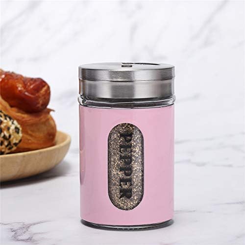 Salt and Pepper Shakers Set with Adjustable Pour Holes Pink