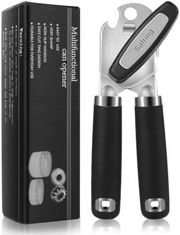 Safring Manual Can Opener with Bottle Opener Heavy Duty Stainless Steel