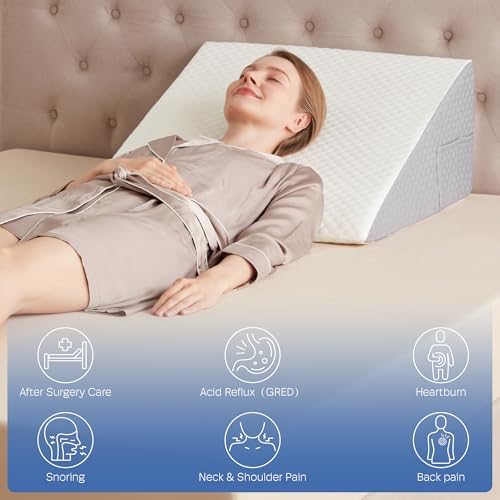 12 Inch Bed Wedge Pillow for Post-Surgery and Acid Reflux Relief