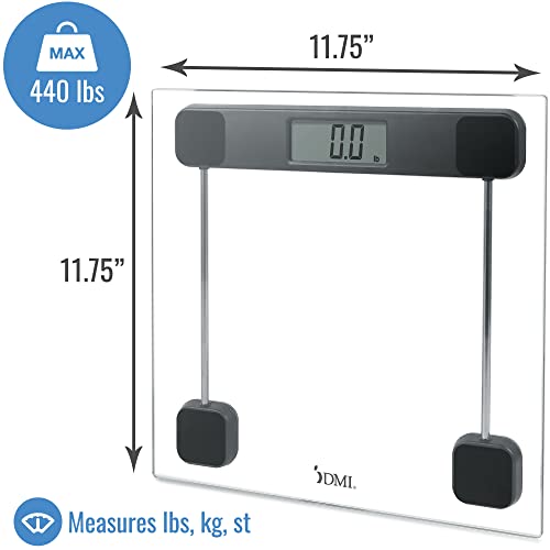 DMI Tempered Glass Digital Scale with Auto-on 440 LBS Capacity