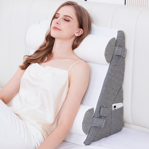 Hogrance 4PCS Wedge Pillow Set for Side Sleepers Grey