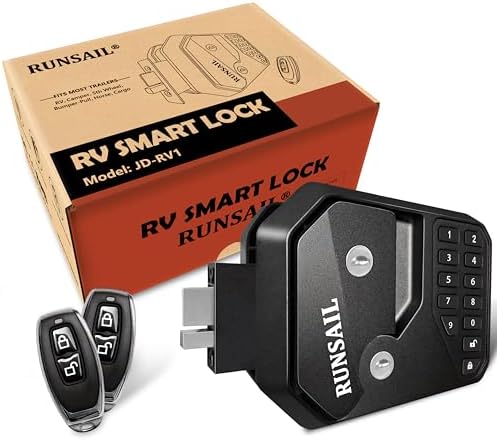 RUNSAIL RV Door Lock with 12-Digit Keypad Remote and Backup Key