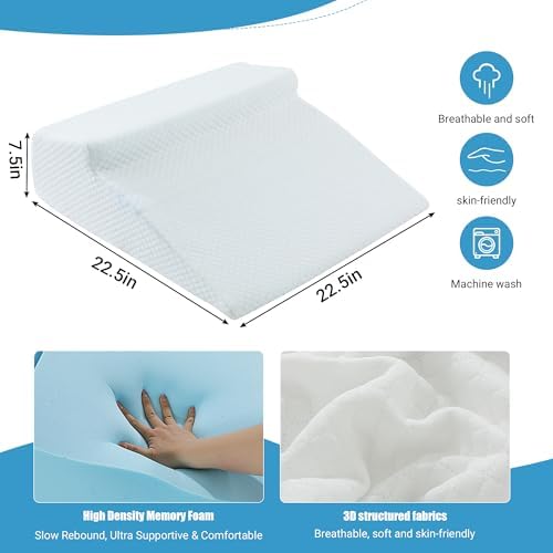 HOMBYS Memory Foam Wedge Pillow for Back and Side Sleepers 1
