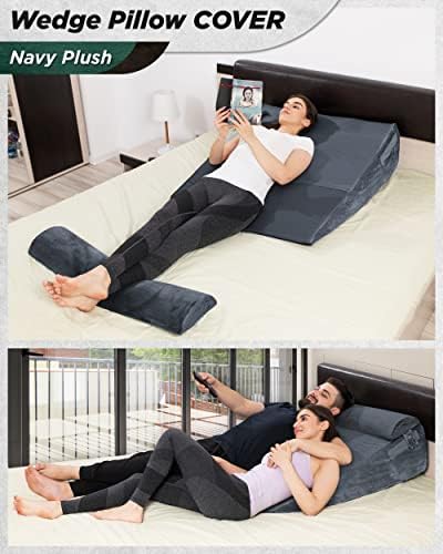 Lunix Replacement Cover for LX9 XL 12in Wedge Pillow Set - Navy 1