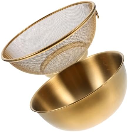 VINTORKY 1 Set Mini Golden Colander with Bowl