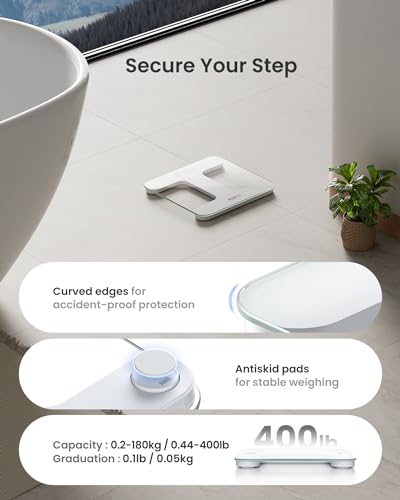 RENPHO Digital Bathroom Scale with Tempered Glass and Smart App Compatibility
