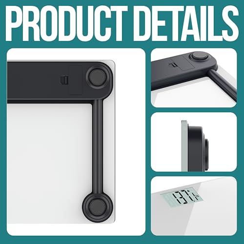 EziGo Professional Bathroom Scale 12-inch Large Platform 440lb Weight Capacity White