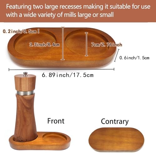 Hion Salt and Pepper Mill Tray - Rubberwood Elegant and Durable
