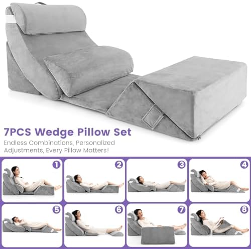 KOMFOTT 7 PCS Orthopedic Wedge Pillow Set