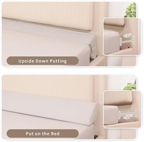 Aurako Queen Size Bed Wedge Pillow with Pockets