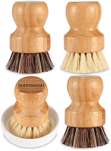 SUPERWASH PLUS Bamboo Scrub Brush 4 Pack
