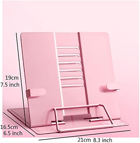 Adjustable Metal Book Stand with Page Clip - 83 x 75 inch Pink