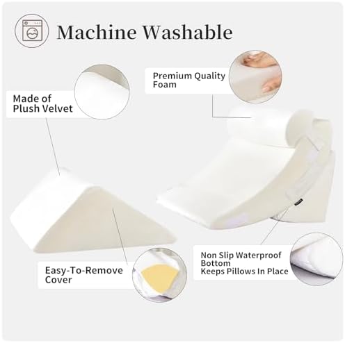 4PCS Orthopedic Bed Wedge Pillow Set for Pain Relief and Comfort
