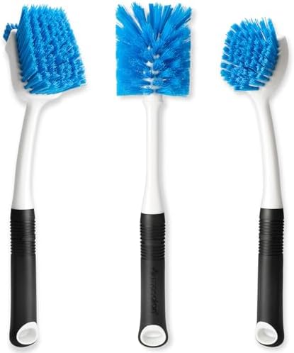 MOSOLAN 3-Piece Dish Brush Set with Scraper Edge