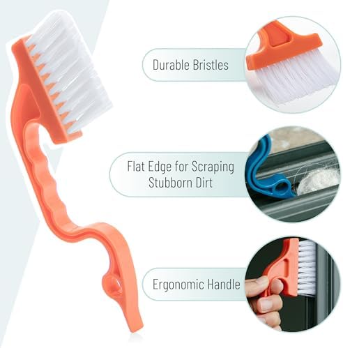Slick Solutions Window Track Cleaning Brush 2 Pack Navy BlueOrange
