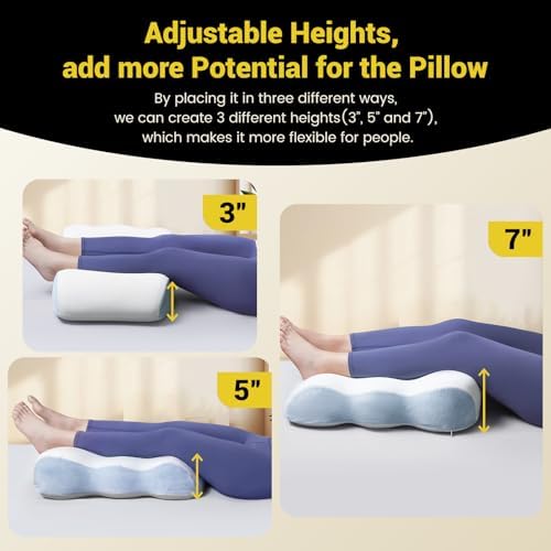 Leg Elevation Pillow for Back Sleepers 7 Height Comfort