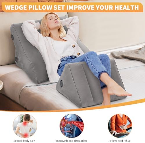 USHMA Inflatable Wedge Pillow Set - Travel Pain Relief