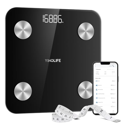 YINOLIFE Digital Body Weight Scale with BMI and Body Fat Analysis 400lb Black