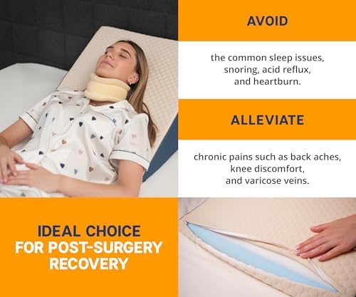 Isadem Bed Wedge Pillow - 45 Degree Incline Cushion