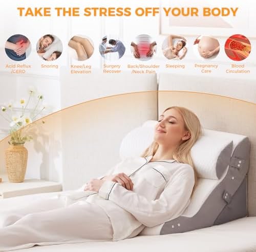 3PCS Adjustable Wedge Pillow Set for Post Surgery and Acid Reflux Relief