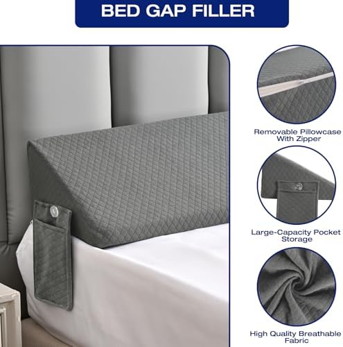 MIDLADE Queen Bed Wedge Pillow for Headboard Gap Filler