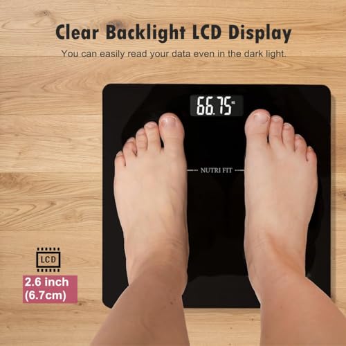 NUTRI FIT Digital Bathroom Scale 01lb Precision Jet Black