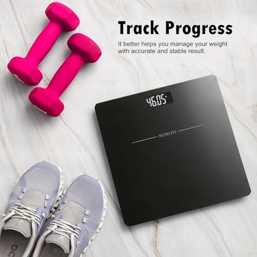 NUTRI FIT Digital Bathroom Scale 01lb Precision Jet Black