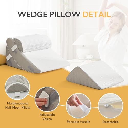 BDEUS 4-PCS Orthopedic Bed Wedge Pillow Set for Post-Surgery Recovery