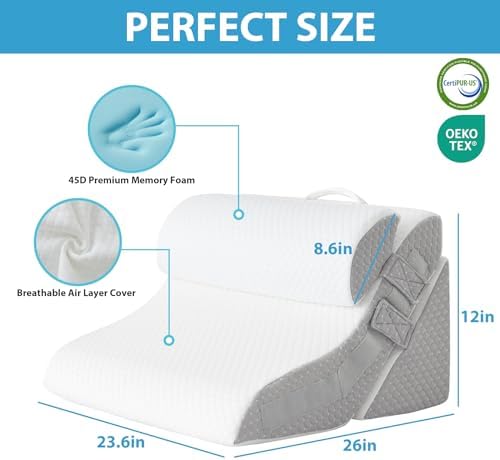 3PCS Adjustable Memory Foam Wedge Pillow for Back Pain Relief
