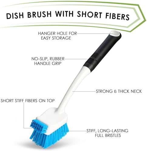 MOSOLAN 3-Piece Dish Brush Set with Scraper Edge