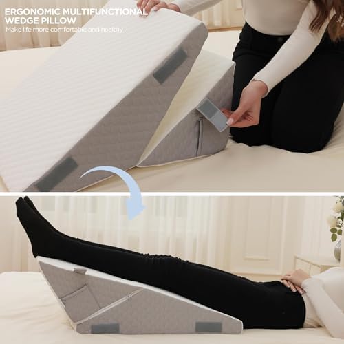 Flyxunfri 912 Bed Wedge Pillow Set 10-in-1 Adjustable
