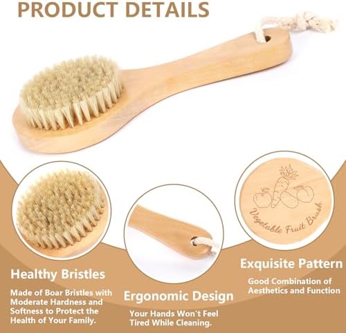 SEPGLITTER Vegetable Brush with Long Wooden Handle