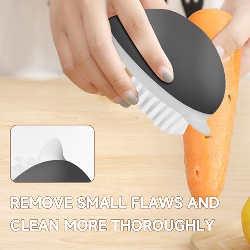 2 Pack Vegetable Brush with No-Slip Handle and Dot Remover 1
