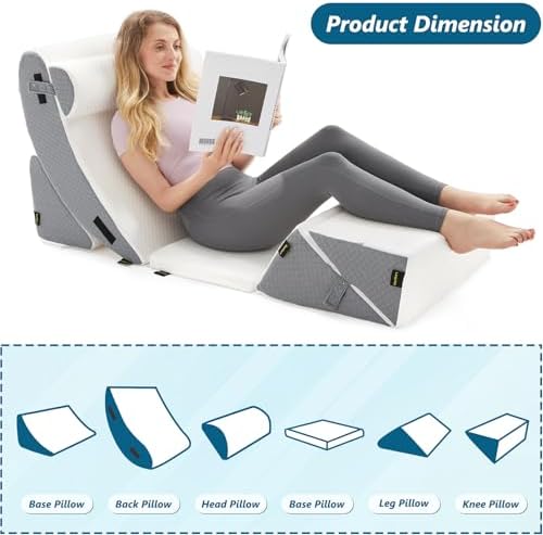 Longering 6PCS Orthopedic Wedge Pillow Set for Post Surgery Back Pain Relief