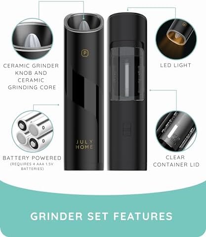 Gravity Electric Salt and Pepper Grinder Set of 2 Adjustable Coarseness