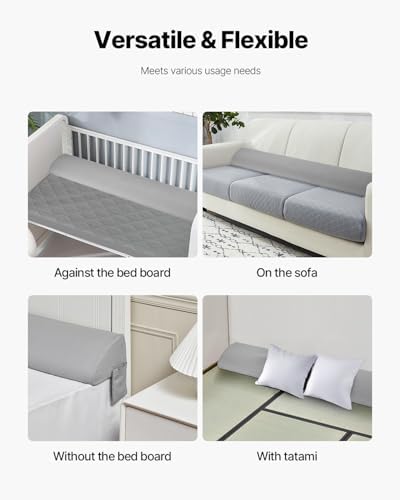VEVOR Bed Wedge Pillow for Headboard Gray 72x10x6