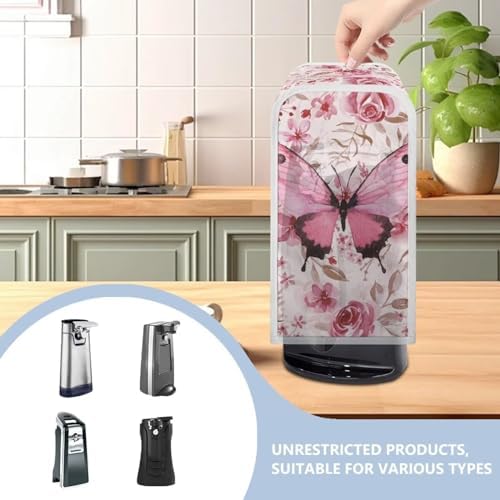 Suhoaziia Electric Can Opener Dust Cover with Pink Butterfly Design