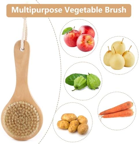 SEPGLITTER Vegetable Brush with Long Wooden Handle