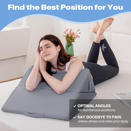 GOHOME 12 Inch Adjustable Memory Foam Wedge Pillow - Grey