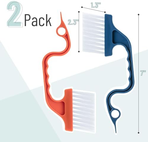 Slick Solutions Window Track Cleaning Brush 2 Pack Navy BlueOrange