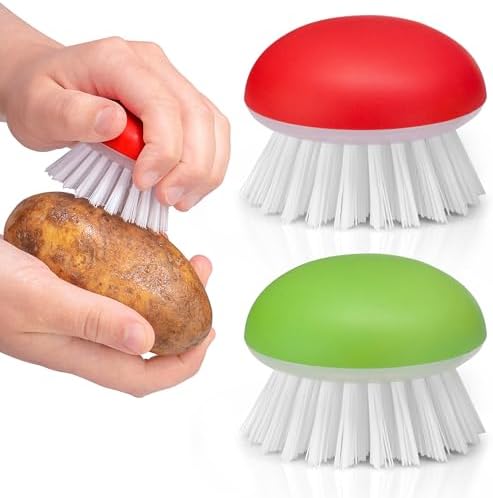 Vegetable Brush Scrubber 2Pcs Set Red and Green