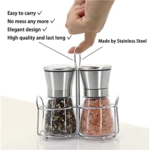 Mincham Premium Salt Pepper Grinder Set with Stand