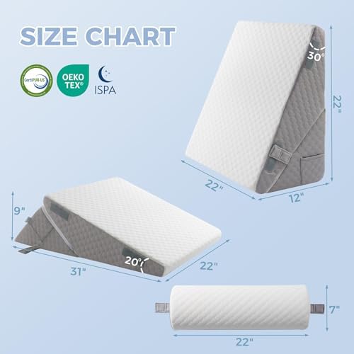 Flyxunfri 912 Bed Wedge Pillow Set 10-in-1 Adjustable