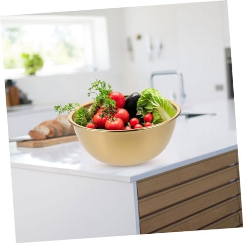 VOSAREA 1 Set Stainless Steel Colander with Drain Basket and Gold Bowls