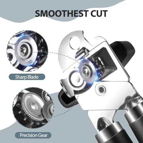 Safring Manual Can Opener with Bottle Opener Heavy Duty Stainless Steel