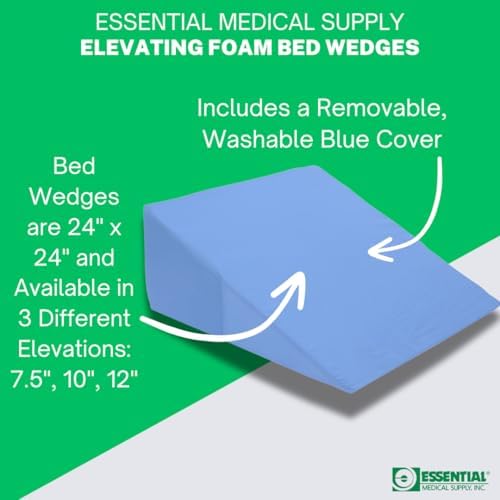 Essential Medical Supply 12 Inch Foam Bed Wedge Pillow Blue