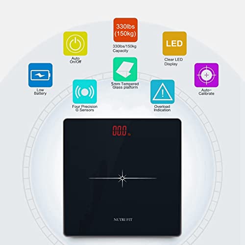 NUTRI FIT Digital Body Scale - 330 lb High Precision Black