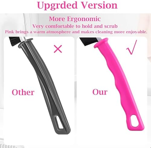 4 Pcs Hard Bristle Crevice Cleaning Brush Set in Pink