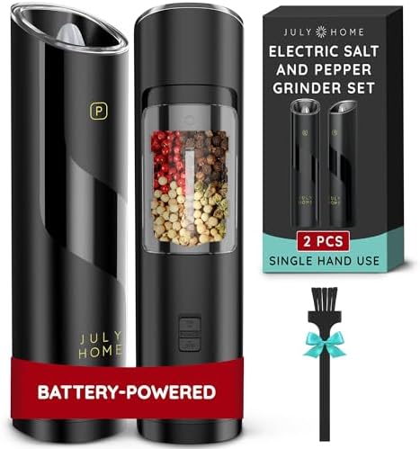 Gravity Electric Salt and Pepper Grinder Set of 2 Adjustable Coarseness