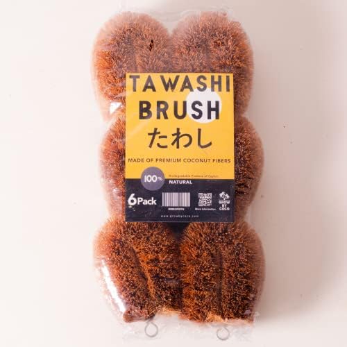 Growbycoco Pack of 6 Tawashi Coconut Coir Cleaning Brushes 1